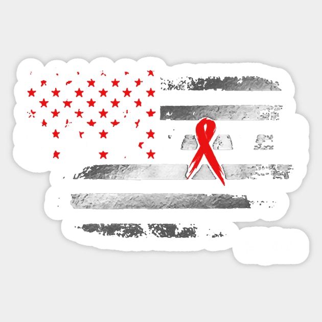 Myeloma Awareness Survive Flag Burgundy Ribbon In This Family No One Fights Alone Sticker by Mayla90
